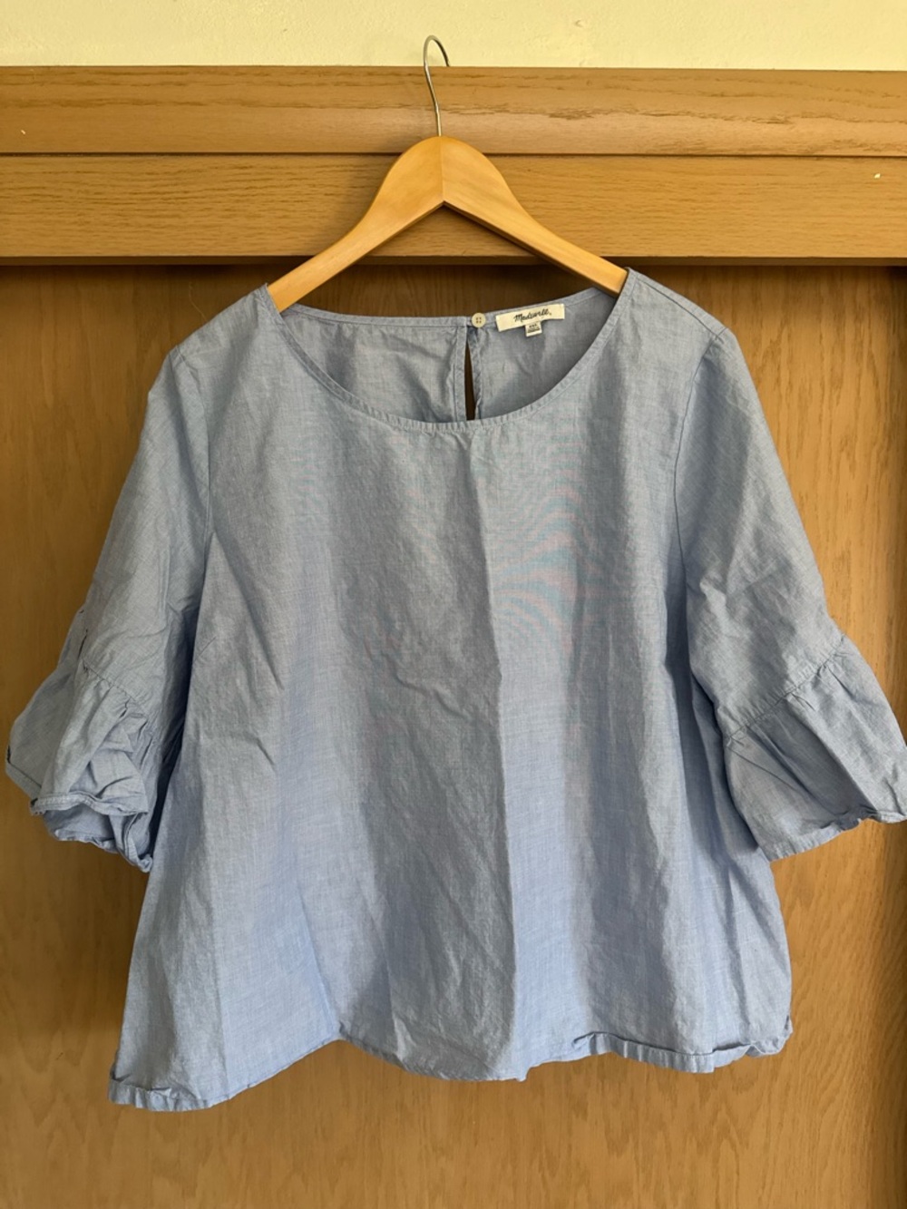 Madewell Light Blue Cotton Ruffle Sleeve Women's Top